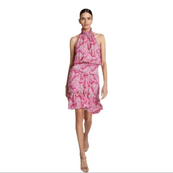 ALC Cody Floral Silk Smocked Waist Dress NEW - Picture 2 of 5